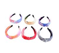 Vaguelly 6 Pièces Bandeau en tissu dégradé hair charms hair toppers bandeau de spa bandeaux à nœuds croisés bandes de cheveux noués cerceau de cheveux de noeud Plastique Colorful