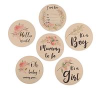 Vaguelly 6 Pièces Cartes d'étape de bébé pancarte en bois annonce naissance bébé signe de nom d'annonce de naissance pour bébé etiquette autocollante autocollants nouveau née le signe
