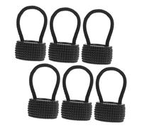 Vaguelly 6 Pièces cravate pour cheveux en queue de cheval scintillant instantané beauté Ajustable fermoir dame accessoires pour cheveux adolescente manchettes de cheveux Plastique Black