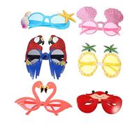 Vaguelly 6 pièces Lunettes de Fête Hawaïennes de Accessoires Photo Amusants pour Costumes et Flamant Rose Perroquet Étoile de Mer Crabe Ananas