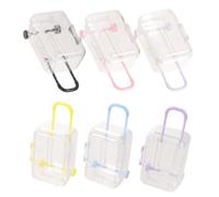 Vaguelly 6 Pièces Mini Valise Coffret à Bijoux en Plastique, Transparent, | Boîte Compacte Couvercle Clair et Tirant, Vue Rapide du Contenu, pour Fêtes D’anniversaire et Croisières