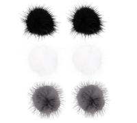 Vaguelly 6 pièces Ornements Ongles Pompon Magnétique Noir Blanc Gris Amovible Décorations DIY Nail Art Plush Doux