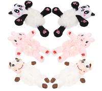 Vaguelly 6pièces Élastiques Cheveux Peluche Animalière Accessoires Queue De Cheval Doux Pour Femmes Et Filles Lot De Bandeaux Cheveux Pandas Lapins Vaches