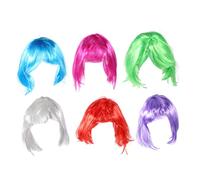 Vaguelly 6pièces Perruque Colorée Cosplay Courte Au Perruque Synthétique Pour Déguisement De Fête Accessoires Cheveux Réaliste