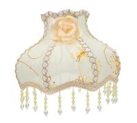 Vaguelly Abat-jour Rétro Dentelle Perlée Européenne Couvre-lampe Élégant pour Lampe de Table Décoration Vintage pour Salon et Chambre Tissu Beige Style Princesse