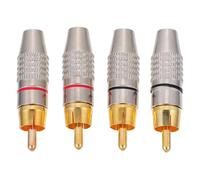 Vaguelly Adaptateur Audio Mâle Plaqué Or 4 Pièces Connecteur Vidéo sans Soudure Connecteur Métallique pour Câble Audio Haut-Parleur Compatible Home Cinéma