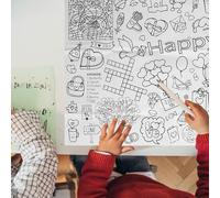 Vaguelly Affiche Géante à Colorier Saint-Valentin Nappe en Papier Épais Blanc Jeux de Fête pour Garçon et Filles Activité Créative et Artistique Décoration Romantique Ours et Cœur