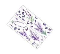 Vaguelly Autocollant Mural Lavande Autocollants Muraux Repositionnables Papier Peint Lavande Violet Motif Floral Décoration Murale Pour Salon Chambre Maison Lot