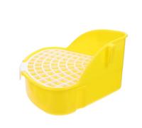 Vaguelly Bac à Litière Triangulaire pour Hamster et Cochon d'Inde en Plastique Jaune, Étanche Contrôle des Odeurs, pour Jardins et Salons