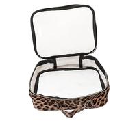 Vaguelly Bagage De Maquillage De Voyage Faire Trousse De Maquillage De Voyage avec Miroir Poche Capacité De Voyage Cosmétique Se Maquiller Femmes Portables en Tissu Leopard