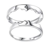 Vaguelly Bague Ouverte Ajustable en Cuivre pour Couples Design Soleil et Lune, Anneaux Élégants et Stylés, pour Présents de Noël ou Occasions Importantes