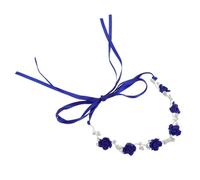 Vaguelly Bandeau de fleurs en poterie polymère bandeau fleuri pour femme couronne de fleurs bleues mariée cadavre accessoires de cheveux de mariage Tiare casque de fleur pâte polymère Blue