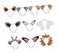 Vaguelly Bandeau Décoratif Oreilles D'animaux 10 Pièces Taille Unique Accessoire de Coiffure Créatif pour Fête Carnaval Cosplay Thème Savane Style Aléatoire
