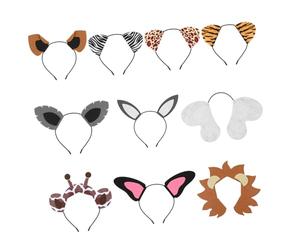 Vaguelly Bandeau Décoratif Oreilles D'animaux 10 Pièces Taille Unique Accessoire de Coiffure Créatif pour Fête Carnaval Cosplay Thème Savane Style Aléatoire