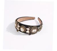 Vaguelly Bandeau Large Vintage Verre Strass pour Femmes Serre-tête Style Couronne Élégant Accessoire Cheveux Épais Blanc pour Fête et Quotidien