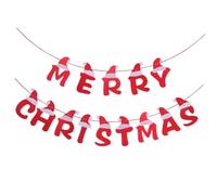 Vaguelly Bannière de Noël Tissu Non Tissé avec Lettres Merry Christmas et Design de Chapeau de Santa Guirlande Décorative pour Embellissement Intérieur et Extérieur pour Couleur Aléatoire