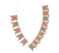 Vaguelly Bannière Noël Toile de Jute Rustique Guirlande Ajustable pour Décoration Intérieure et Extérieure Banderole Vintage pour Fêtes et Photos de Noël