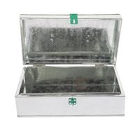 Vaguelly Boîte à Outils en Tôle de Fer 28x16x9 Cm Serrure, Caisse de Rangement Sécurisée pour Outils Ménagers et Pièces, Boîte de Stockage Compacte pour Atelier et Garage Couleur