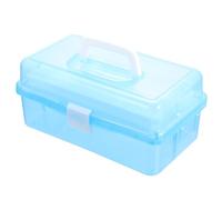 Vaguelly Boîte à Outils Plastique Transparent Grand Format 3 Niveaux Poignée Bleue, Étui de Rangement Portable Multifonction pour Peinture, Accessoires D’Art et Papeterie, Coffret