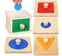 Vaguelly Boîte à Pièces Géométrique Colorée avec 1 Puzzle à Formes Ensemble Éducatif Montessori pour Motricité Fine et Reconnaissance des Couleurs Éveil Bébé