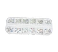 Vaguelly Boîte de Décorations Nail Art 12 en Verre pour Ongles Accessoires DIY Design Irégulier pour Manucure Voyage et Événements