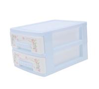Vaguelly Boîte de Rangement pour Cosmétiques Légère en Pp Bleu Structure Tiroir à Deux Couches, pour Bureau ou Coiffeuse, Résistante aux Rayures et Compacte