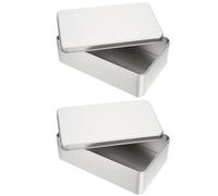 Vaguelly Boîtes D'emballage en Fer-blanc 2 Pcs 180x110x55 Mm Boîtes à Biscuits Portables Couvercle Plat pour Pâtisserie pour Snacks et Présents