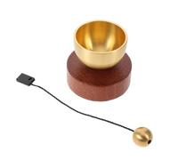 Vaguelly Bol Chantant Miniature en Laiton Pur avec Maillet en Bois et Support en Noyer, Coffret Yoga Contemplation pour Relaxation, Pleine Conscience et Apaisement Spirituel, Ensemble Bol