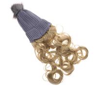 Vaguelly Bonnet Hiver avec Extensions de Cheveux Longs Bouclés Perruque Chapeau Chaud pour Femme Accessoire de Mode Naturel et Confortable