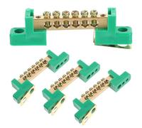Vaguelly Bornier électrique en cuivre 6 Positions 4pcs pour boîte de distribution, courant nominal 40A, vis M4, séparation de ligne neutre, vert