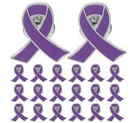 Vaguelly Broches ruban de sensibilisation violettes en fer lot de 20 pour femmes épinglettes décoratives délicates adaptées aux vêtements et fêtes