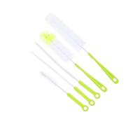 Vaguelly Brosse à Bouteille de Nettoyage à Long Manche 5 Pièces Vert, Goupillon pour Biberon Bébé, Nettoyant pour Bouteilles à Col Étroit, Outil Hygiénique Pratique Cuisine et Alimentation