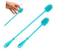 Vaguelly Brosse de Nettoyage pour Bouteille d'Eau en Silicone 2 Pièces Tête Souple Élastique et Poignée Longue, Compatible Lave-Vaisselle pour Contenants à Étroit