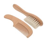 Vaguelly Brosse pour Bébé et Peigne Doux en Poils Souples, Manche en Bois de Hêtre, Kit de Soin Bébé pour Cuir Chevelu Sensible, Ensemble Bain -né Pratique et Léger, Présent Naissance