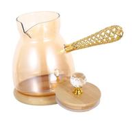 Vaguelly Cafetière Turque Verre avec Poignée Longue Résistante Chaleur Cezve pour Café Turc Chauffe-lait et Chauffe-eau Usage Domestique et Réunions