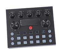 Vaguelly Carte Son Externe Professionnelle Effets Lumineux LED, Double Entrée Microphone, Mixeur De Musique pour Streaming en Direct sur Mobile Et Ordinateur, Portable, Design Métallique Noir