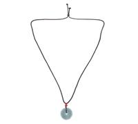 Vaguelly Charme de voiture en jade, collier pendentif donut en jade vert sculpté, bijou chinois antique en jade et polyester pour femmes, anniversaire et occasions décontractées