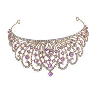 Vaguelly Coiffes De Mariée Royal Mariage Pour La Mariée Célibataire Mariées Concours De Mariage D'anniversaire Bal De Accessoire De Cheveux Pour Femmes or Alliage De Zinc Violet,mauve