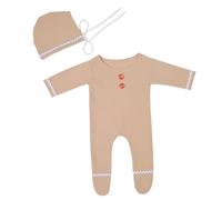Vaguelly Combinaison Garçon Fille Manches Longues Noël Pain Épices avec Chapeau Body Photo Douceur Et Confort Tenue Photographie Festive Mixte Cadeau