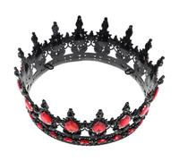 Vaguelly Couronne Baroque Noire et Rouge Tiara Alliage Léger Diadème Vintage pour Mariage Anniversaire Costume Princesse et Fête Accessoire Coiffure Élégant Femme et Fille