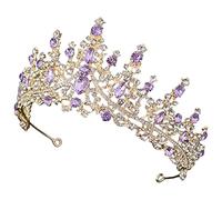 Vaguelly Couronne De Cristal Violet Diadèmes Décorations De Mariage Mauves Bandeau De Bal Accessoires Pour Cheveux Lavande Bandeau De Mariage Pour Invités Décorations De Mariée