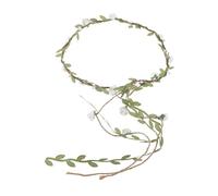 Vaguelly Couronne de Fleurs Blanche avec Feuilles et Rubans en Corde de Chanvre Souple Bandeau Floral Bohème pour Mariée et Fêtes Printanières Accessoire Cheveux Confortable et Décoratif