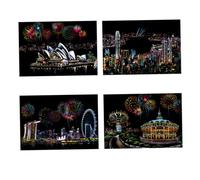 Vaguelly Dessin à Gratter pour Adultes Outil de Décompression Fait Main Tableau Créatif Sydney Opéra Loisirs Créatifs pour Relaxation et Décoration