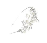 Vaguelly Diadème Couronne -Tête Demoiselle D'Honneur Femmes Mariée Perle Bijoux De Mariage Collier Ras Du Cou De Perles Élégant Fête Bal Bandeau De Cheveux Fille Invité Rubans De