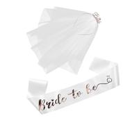 Vaguelly Écharpe Satinée et Bandeau Voile Future Mariée pour Enterrement Vie Jeune Fille Mariage Accessoire Déco pour Fête Pré-nuptiale
