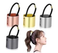 Vaguelly Élastiques à Cheveux Métalliques Lot de 4 Charnière à Ressort et Bande Élastique Manchette de Queue de Cheval pour Femmes et Filles Accessoires de Coiffure Usage Quotidien et Fête