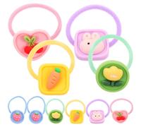 Vaguelly Élastiques à Cheveux pour Filles Motifs Fruits et Fleurs, Lot de 10 Pièces en Nylon et Plastique, Accessoires Élastiques pour Queue de Cheval, pour Habillage Quotidien