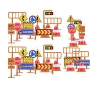 Vaguelly Ensemble de 45 Mini-Panneaux de signalisation pour Enfants, modèles de Panneaux Routiers réalistes avec de et barricades, Jouets éducatifs pour l'apprentissage de la sécurité routière