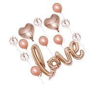 Vaguelly Ensemble de Ballons de Mariage 12 Pouces Latex Nacré 5 Pcs 12 Pouces Ballons Confettis 5 Pcs Aluminium Cœur Géant Love 108 CM Rose Doré pour Décoration de Fiançailles et Fête