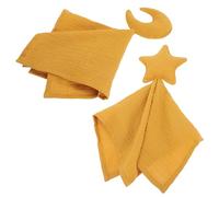 Vaguelly Ensemble de Literie pour Berceau 2pcs en Mousseline de Coton Jaune Couverture de Sécurité Lune et Étoiles Douce pour Accompagner Bébé Pendant le Sommeil